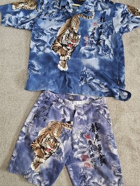#Impaq #sportswear Blue Tiger🐯 Print  Shirt & Shorts Set